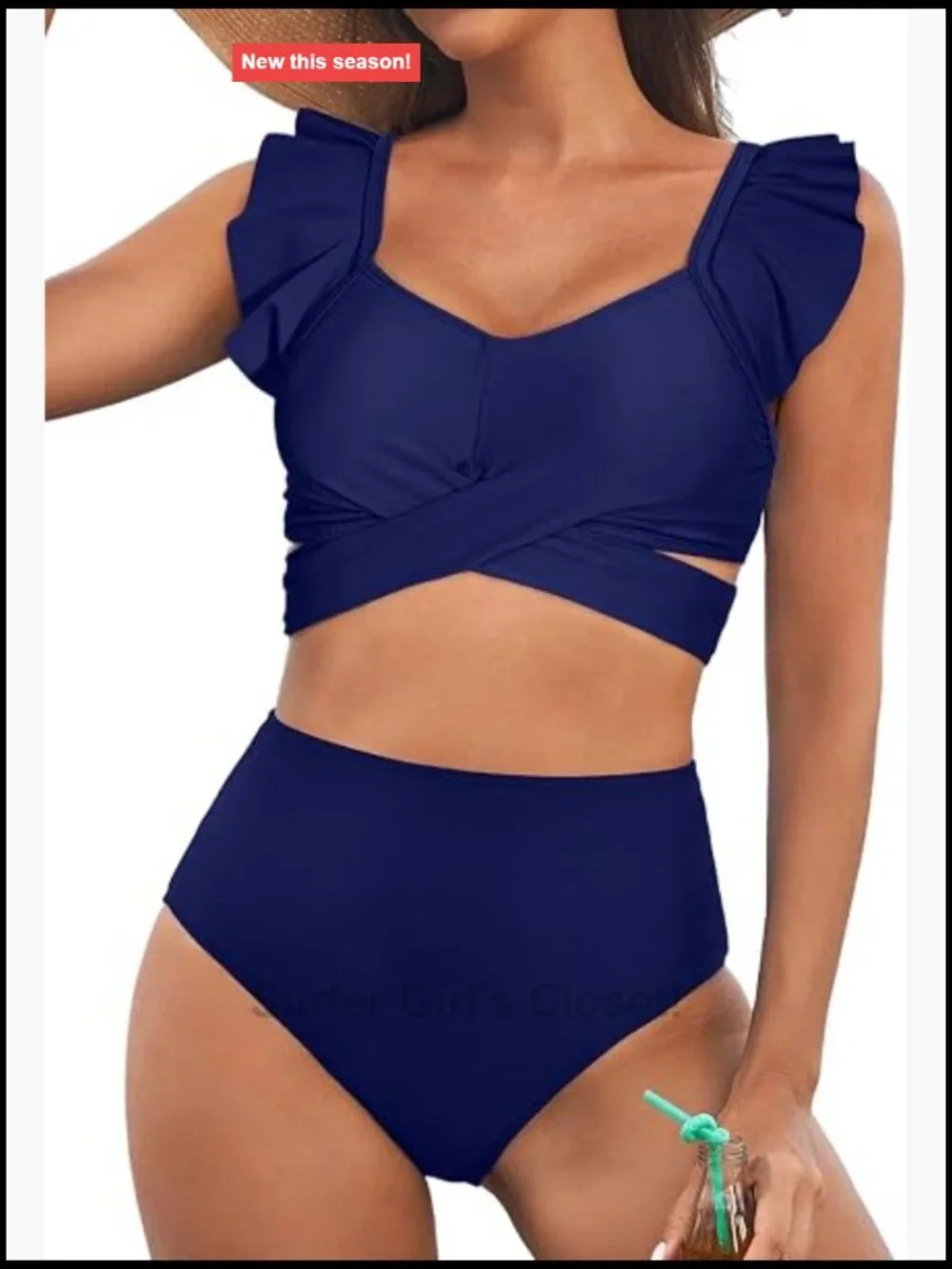 High Waisted Bikini Set Crisscross Ruffle Two Piece Swimsuit